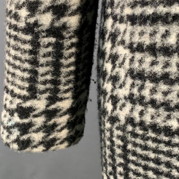 NANETTE LEPORE Size M Grey Black Wool Blend Houndstooth Collarless Coat - Picture 5 of 9